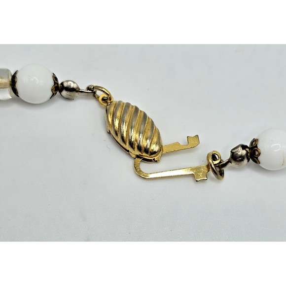 VTG VENETIAN MURANO COIN PINK ROSE GOLD SWIRL & WHITE ART GLASS BEAD NECKLACE - Picture 4 of 6